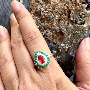 Water drop Silver Filled Garmet Ring Size 10